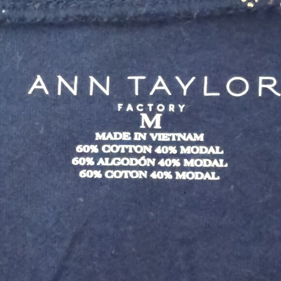 Ann Taylor Factory Blue Scoop Neck Short Sleeve Shirt - Picture 4 of 4